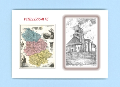 Cartes Postales impression Noir avec dpartement sur la ville de VOILLECOMTE Titre : eglise