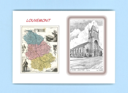Cartes Postales impression Noir avec dpartement sur la ville de LOUVEMONT Titre : eglise
