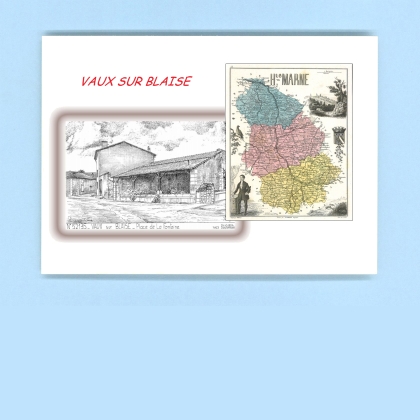 Cartes Postales impression Noir avec dpartement sur la ville de VAUX SUR BLAISE Titre : place de la fontaine