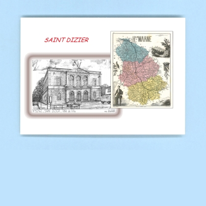 Cartes Postales impression Noir avec dpartement sur la ville de ST DIZIER Titre : hotel de ville