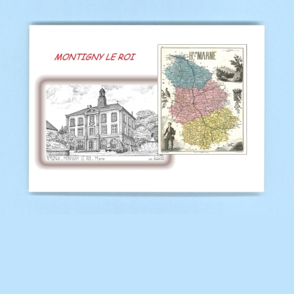 Cartes Postales impression Noir avec dpartement sur la ville de MONTIGNY LE ROI Titre : mairie
