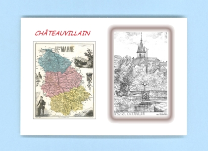 Cartes Postales impression Noir avec dpartement sur la ville de CHATEAUVILLAIN Titre : vue