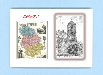Cartes Postales impression Noir avec dpartement sur la ville de CLEFMONT Titre : clocher
