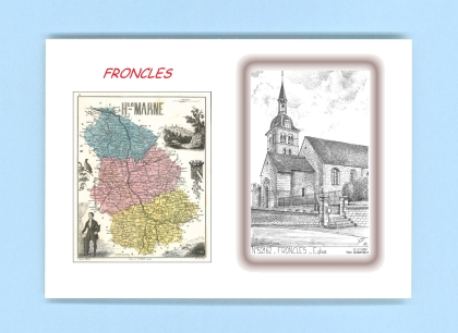 Cartes Postales impression Noir avec dpartement sur la ville de FRONCLES Titre : eglise