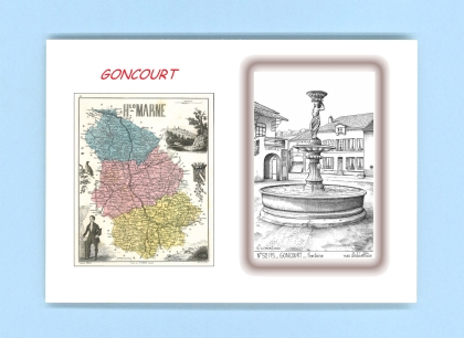 Cartes Postales impression Noir avec dpartement sur la ville de GONCOURT Titre : fontaine