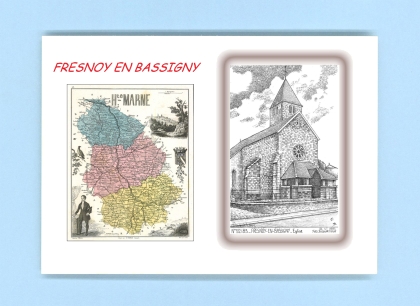 Cartes Postales impression Noir avec dpartement sur la ville de FRESNOY EN BASSIGNY Titre : eglise