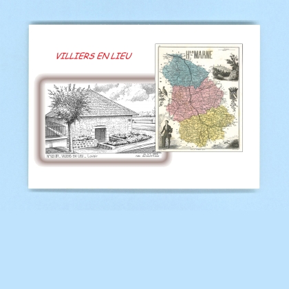 Cartes Postales impression Noir avec dpartement sur la ville de VILLIERS EN LIEU Titre : lavoir
