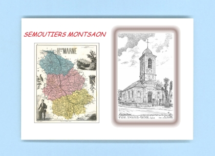 Cartes Postales impression Noir avec dpartement sur la ville de SEMOUTIERS MONTSAON Titre : eglise