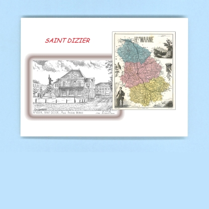 Cartes Postales impression Noir avec dpartement sur la ville de ST DIZIER Titre : place aristide briand