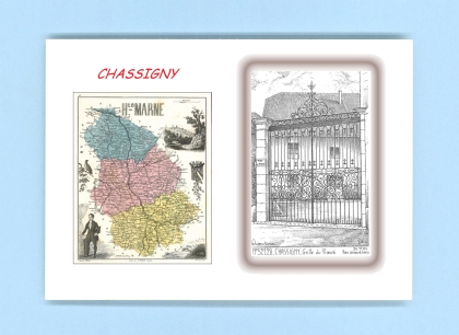 Cartes Postales impression Noir avec dpartement sur la ville de CHASSIGNY Titre : grille du prieure