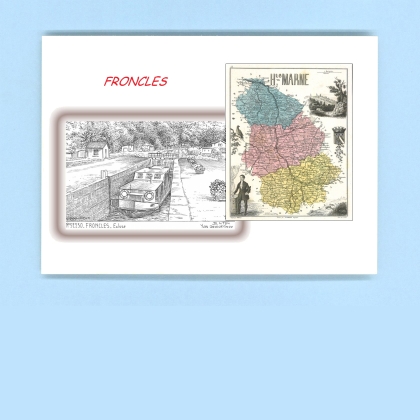 Cartes Postales impression Noir avec dpartement sur la ville de FRONCLES Titre : ecluse