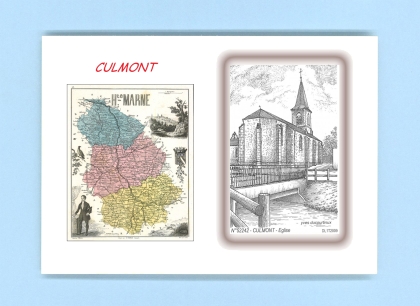Cartes Postales impression Noir avec dpartement sur la ville de CULMONT Titre : eglise