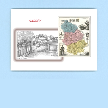 Cartes Postales impression Noir avec dpartement sur la ville de SARREY Titre : vue