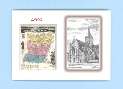 Cartes Postales impression Noir avec dpartement sur la ville de LAVAL Titre : eglise d avesnieres