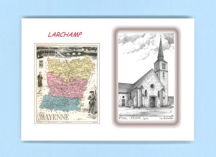 Cartes Postales impression Noir avec dpartement sur la ville de LARCHAMP Titre : eglise