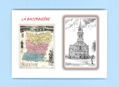 Cartes Postales impression Noir avec dpartement sur la ville de LA BACONNIERE Titre : eglise