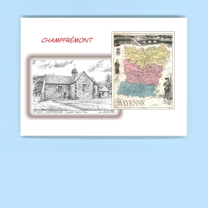 Cartes Postales impression Noir avec dpartement sur la ville de CHAMPFREMONT Titre : chapelle ste anne