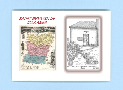 Cartes Postales impression Noir avec dpartement sur la ville de ST GERMAIN DE COULAMER Titre : mairie