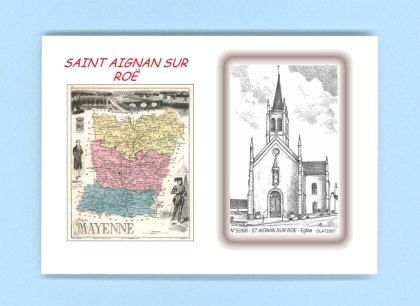 Cartes Postales impression Noir avec dpartement sur la ville de ST AIGNAN SUR ROE Titre : eglise