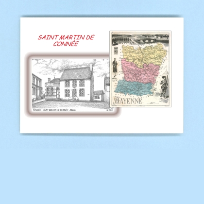 Cartes Postales impression Noir avec dpartement sur la ville de ST MARTIN DE CONNEE Titre : mairie