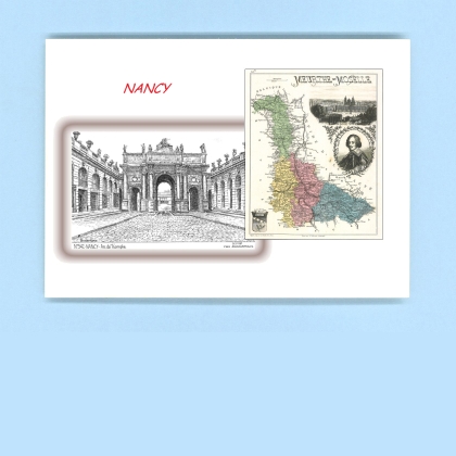 Cartes Postales impression Noir avec dpartement sur la ville de NANCY Titre : arc de triomphe