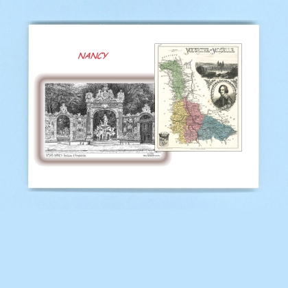 Cartes Postales impression Noir avec dpartement sur la ville de NANCY Titre : fontaine d amphitrite