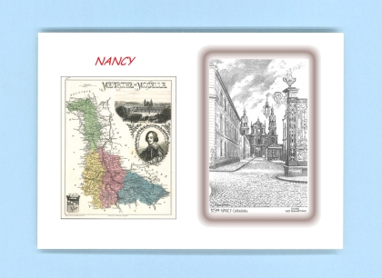 Cartes Postales impression Noir avec dpartement sur la ville de NANCY Titre : cathedrale