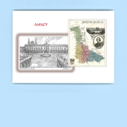 Cartes Postales impression Noir avec dpartement sur la ville de NANCY Titre : place stanislas