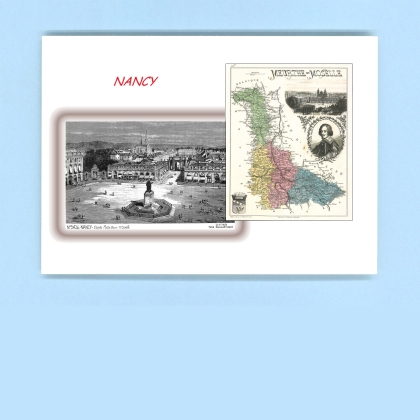 Cartes Postales impression Noir avec dpartement sur la ville de NANCY Titre : vue
