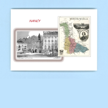 Cartes Postales impression Noir avec dpartement sur la ville de NANCY Titre : vue