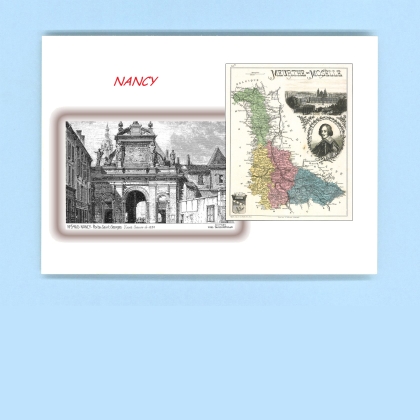Cartes Postales impression Noir avec dpartement sur la ville de NANCY Titre : porte st georges