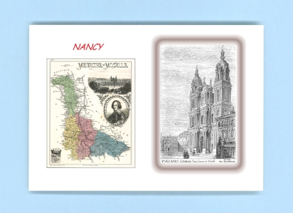 Cartes Postales impression Noir avec dpartement sur la ville de NANCY Titre : cathedrale