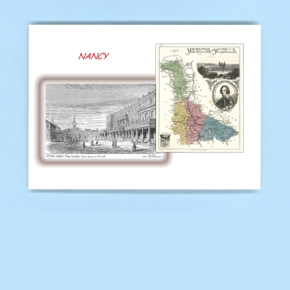Cartes Postales impression Noir avec dpartement sur la ville de NANCY Titre : place carriere