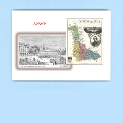 Cartes Postales impression Noir avec dpartement sur la ville de NANCY Titre : place stanislas