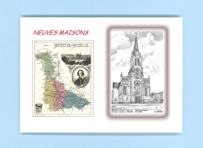 Cartes Postales impression Noir avec dpartement sur la ville de NEUVES MAISONS Titre : eglise st antoine de padoue