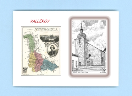 Cartes Postales impression Noir avec dpartement sur la ville de VALLEROY Titre : eglise
