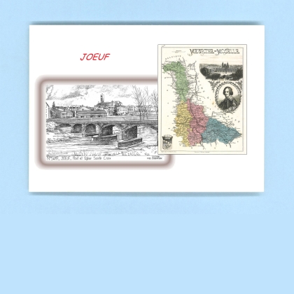 Cartes Postales impression Noir avec dpartement sur la ville de JOEUF Titre : pont et eglise ste croix