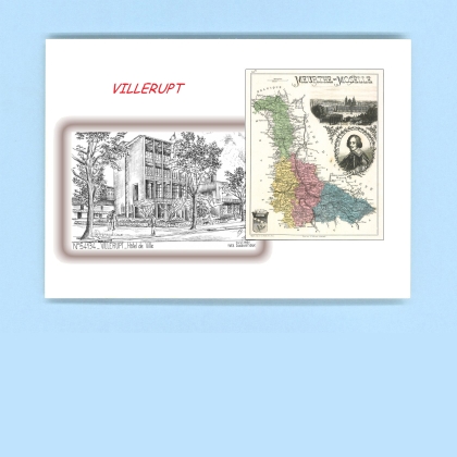Cartes Postales impression Noir avec dpartement sur la ville de VILLERUPT Titre : hotel de ville