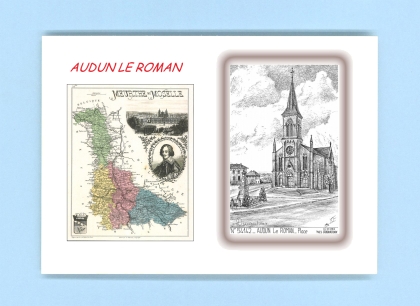 Cartes Postales impression Noir avec dpartement sur la ville de AUDUN LE ROMAN Titre : place