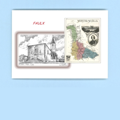 Cartes Postales impression Noir avec dpartement sur la ville de FAULX Titre : eglise