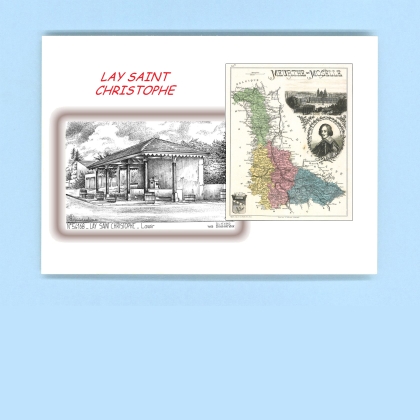 Cartes Postales impression Noir avec dpartement sur la ville de LAY ST CHRISTOPHE Titre : lavoir