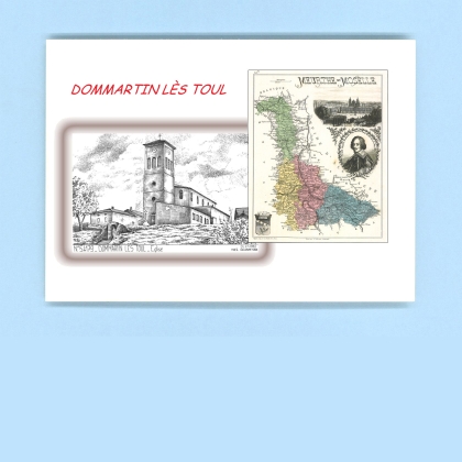Cartes Postales impression Noir avec dpartement sur la ville de DOMMARTIN LES TOUL Titre : eglise