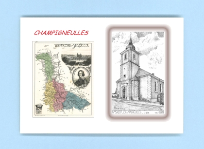 Cartes Postales impression Noir avec dpartement sur la ville de CHAMPIGNEULLES Titre : eglise