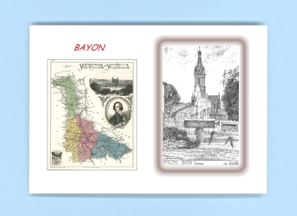 Cartes Postales impression Noir avec dpartement sur la ville de BAYON Titre : fontaine