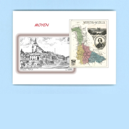 Cartes Postales impression Noir avec dpartement sur la ville de MOYEN Titre : vue