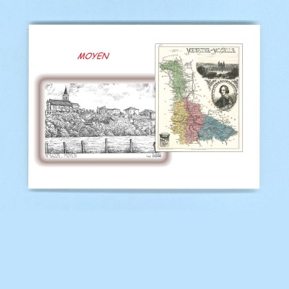 Cartes Postales impression Noir avec dpartement sur la ville de MOYEN Titre : vue