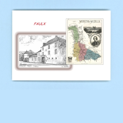 Cartes Postales impression Noir avec dpartement sur la ville de FAULX Titre : chateau