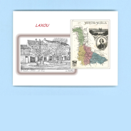 Cartes Postales impression Noir avec dpartement sur la ville de LAXOU Titre : jet d eau