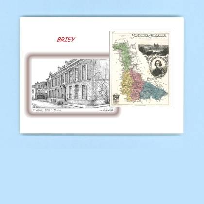 Cartes Postales impression Noir avec dpartement sur la ville de BRIEY Titre : mairie