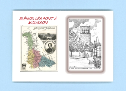 Cartes Postales impression Noir avec dpartement sur la ville de BLENOD LES PONT A MOUSSON Titre : eglise